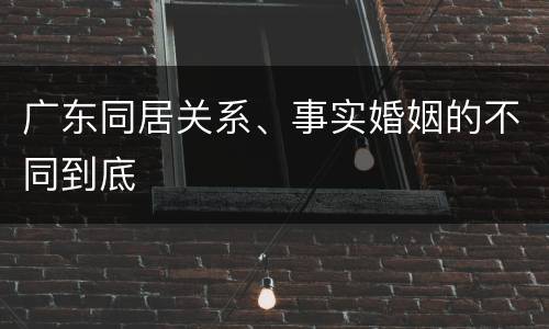 广东同居关系、事实婚姻的不同到底