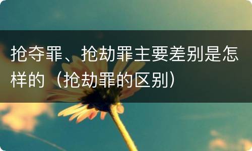 抢夺罪、抢劫罪主要差别是怎样的（抢劫罪的区别）