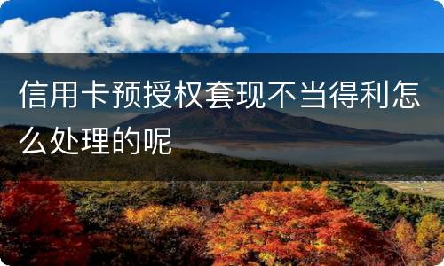 信用卡预授权套现不当得利怎么处理的呢