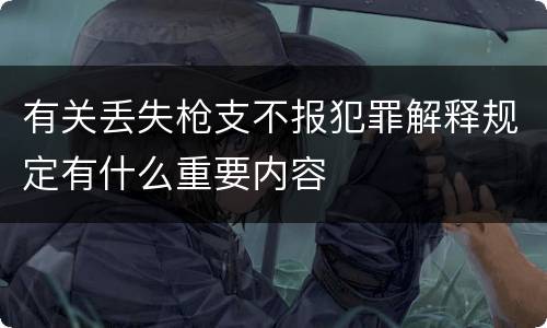 有关丢失枪支不报犯罪解释规定有什么重要内容