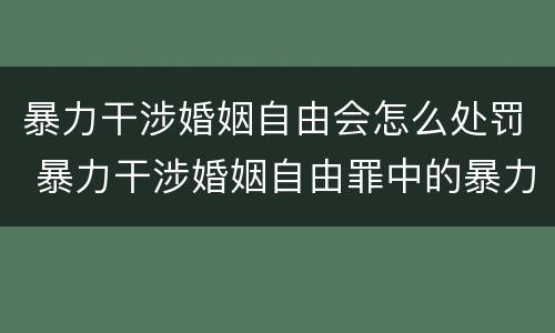 暴力干涉婚姻自由会怎么处罚 暴力干涉婚姻自由罪中的暴力