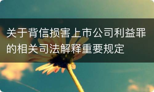 关于背信损害上市公司利益罪的相关司法解释重要规定
