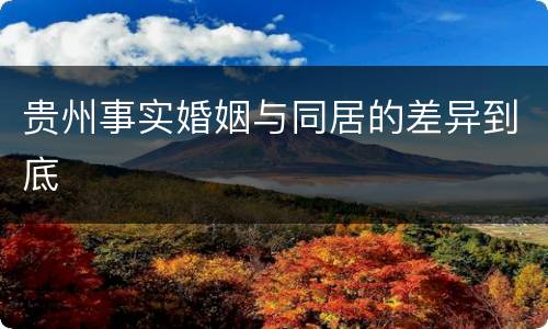 贵州事实婚姻与同居的差异到底
