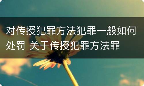 对传授犯罪方法犯罪一般如何处罚 关于传授犯罪方法罪