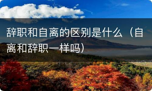 辞职和自离的区别是什么（自离和辞职一样吗）