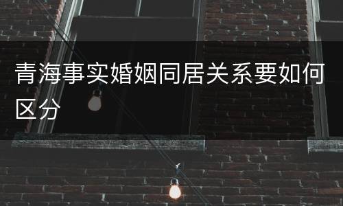 青海事实婚姻同居关系要如何区分