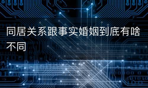 同居关系跟事实婚姻到底有啥不同