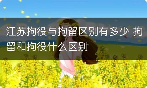 江苏拘役与拘留区别有多少 拘留和拘役什么区别