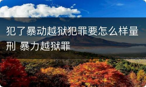 犯了暴动越狱犯罪要怎么样量刑 暴力越狱罪