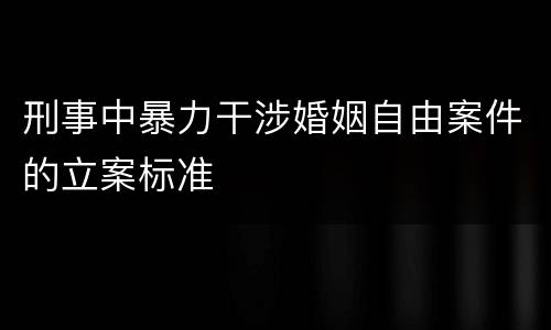 刑事中暴力干涉婚姻自由案件的立案标准
