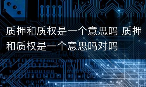 质押和质权是一个意思吗 质押和质权是一个意思吗对吗