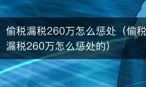 偷税漏税260万怎么惩处（偷税漏税260万怎么惩处的）