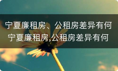 宁夏廉租房、公租房差异有何 宁夏廉租房,公租房差异有何规定
