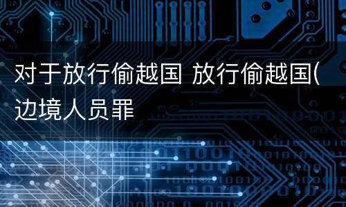 对于放行偷越国 放行偷越国(边境人员罪