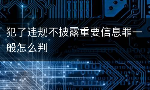 犯了违规不披露重要信息罪一般怎么判