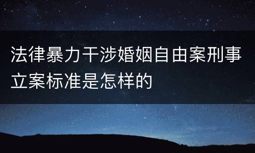 法律暴力干涉婚姻自由案刑事立案标准是怎样的