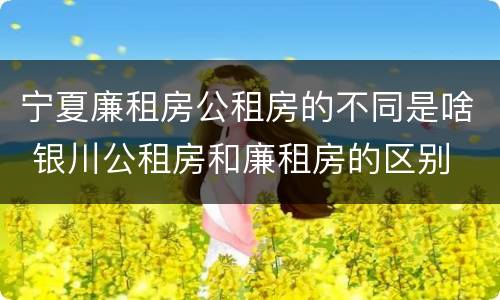 宁夏廉租房公租房的不同是啥 银川公租房和廉租房的区别