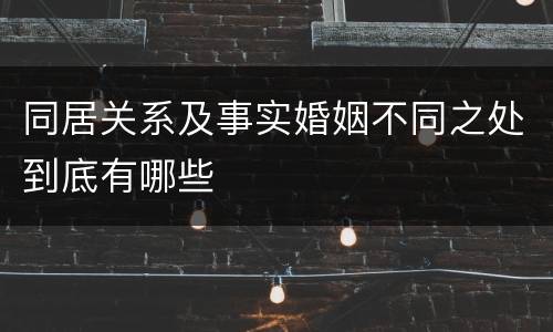 同居关系及事实婚姻不同之处到底有哪些