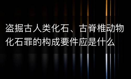 盗掘古人类化石、古脊椎动物化石罪的构成要件应是什么