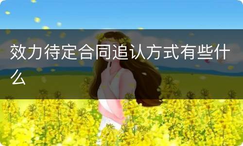 效力待定合同追认方式有些什么