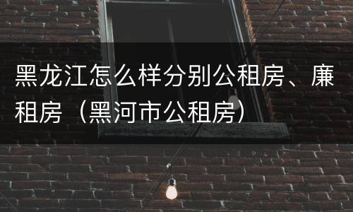 黑龙江怎么样分别公租房、廉租房（黑河市公租房）