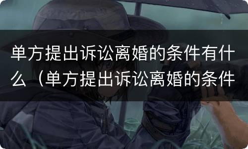 单方提出诉讼离婚的条件有什么（单方提出诉讼离婚的条件有什么规定）