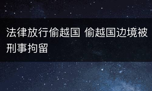 法律放行偷越国 偷越国边境被刑事拘留