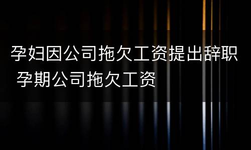 孕妇因公司拖欠工资提出辞职 孕期公司拖欠工资