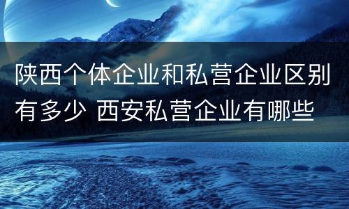 陕西个体企业和私营企业区别有多少 西安私营企业有哪些
