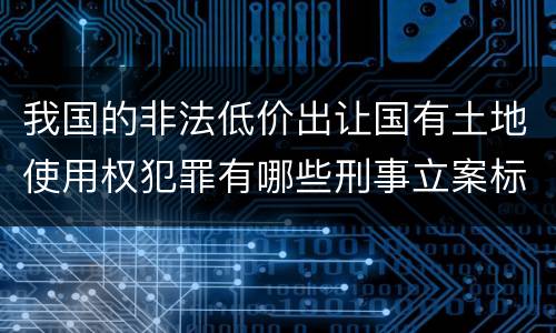 我国的非法低价出让国有土地使用权犯罪有哪些刑事立案标准
