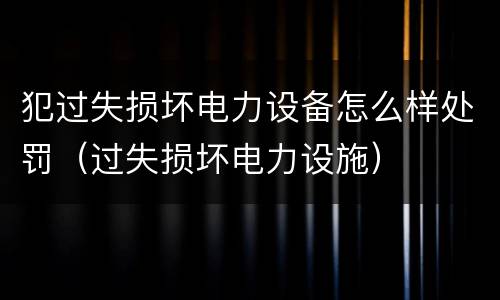 犯过失损坏电力设备怎么样处罚（过失损坏电力设施）