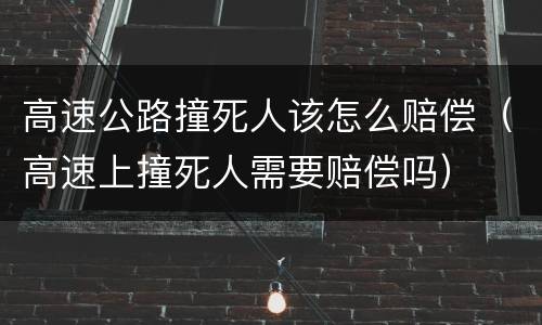 高速公路撞死人该怎么赔偿（高速上撞死人需要赔偿吗）