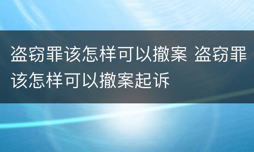 盗窃罪该怎样可以撤案 盗窃罪该怎样可以撤案起诉