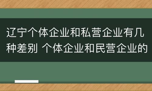 辽宁个体企业和私营企业有几种差别 个体企业和民营企业的区别