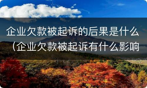 企业欠款被起诉的后果是什么（企业欠款被起诉有什么影响）