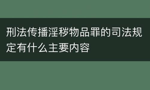 刑法传播淫秽物品罪的司法规定有什么主要内容
