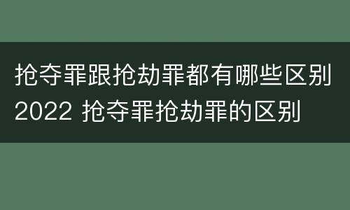 抢夺罪跟抢劫罪都有哪些区别2022 抢夺罪抢劫罪的区别