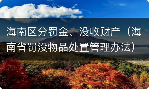 海南区分罚金、没收财产（海南省罚没物品处置管理办法）