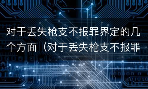 对于丢失枪支不报罪界定的几个方面（对于丢失枪支不报罪界定的几个方面问题）
