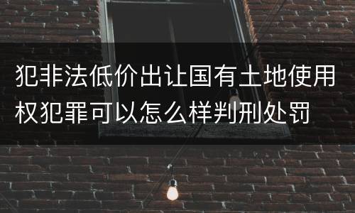 犯非法低价出让国有土地使用权犯罪可以怎么样判刑处罚