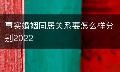 事实婚姻同居关系要怎么样分别2022