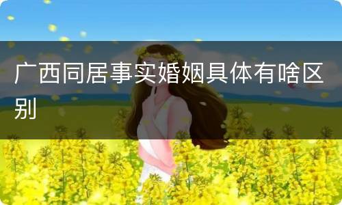 广西同居事实婚姻具体有啥区别