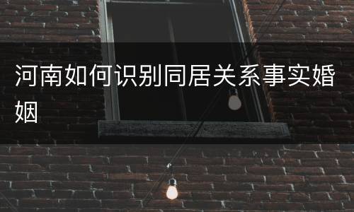 河南如何识别同居关系事实婚姻