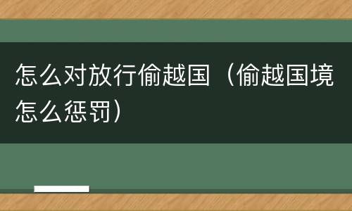 怎么对放行偷越国（偷越国境怎么惩罚）