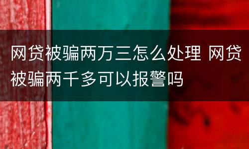 网贷被骗两万三怎么处理 网贷被骗两千多可以报警吗