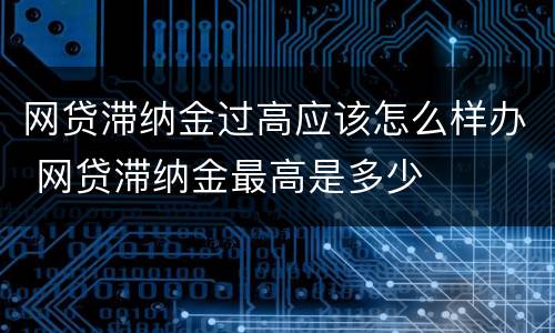 网贷滞纳金过高应该怎么样办 网贷滞纳金最高是多少