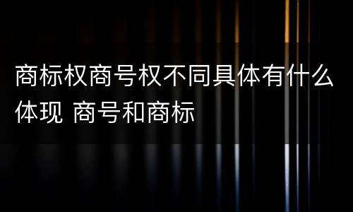 商标权商号权不同具体有什么体现 商号和商标