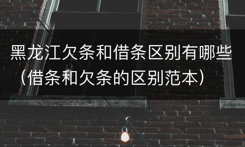 黑龙江欠条和借条区别有哪些（借条和欠条的区别范本）