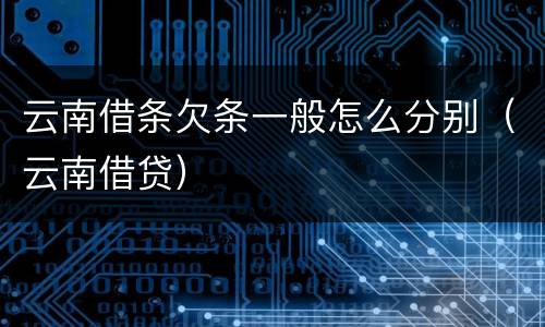 云南借条欠条一般怎么分别（云南借贷）
