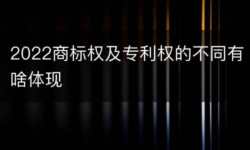 2022商标权及专利权的不同有啥体现
